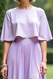 Lilac A Line pleated Mother Of The Bride Dress With Cloak