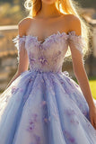 Princess Lavender Ball Gown Off the Shoulder Tulle Quinceanera Dress with Sequined Appliques