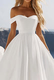 Chiffon White Off the Shoulder A Line Graduation Dress