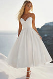 White Sweetheart A Line Graduation Dress