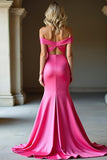 Simple Off The Shoulder Mermaid Long Fuchsia Prom Dress