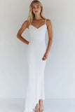 Bodycon White Cotton Spaghetti Straps Pleated Graduation Dress