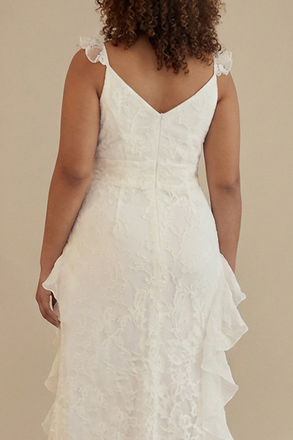 ZAPAKA Women Plus Size White Graduation Dress with Ruffles A-Line V-Neck Ankle Length Party Dress with Lace, White / US14 ZAPAKA Women Plus Size White Graduation Dress with Ruffles A-Line V-Neck Ankle Length Party Dress with Lace, White / US14