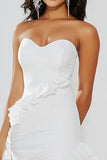 Chic White Ruffled Sweetheart Bodycon Short Graduation Dress