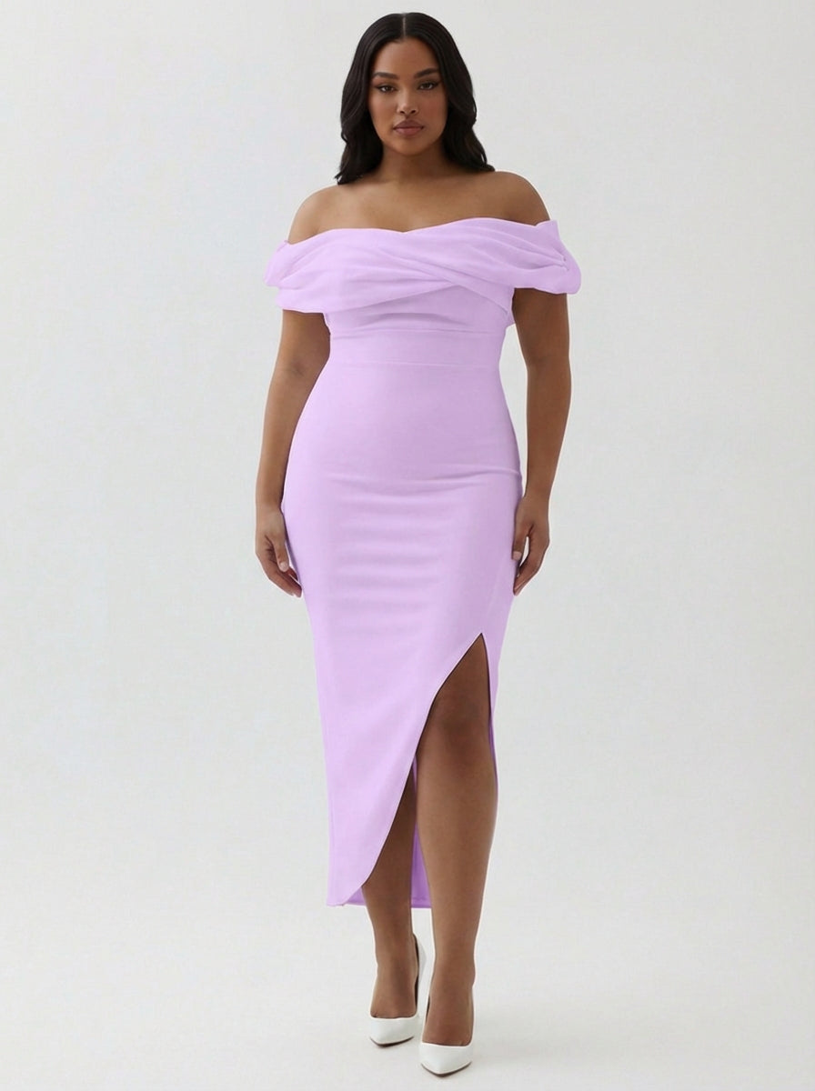cheap plus size graduation dresses ZAPAKA Women White Plus Size Graduation Dress Asymmetrical Sheath Off The Shoulder Satin Cocktail Dress, Lilac / US20W