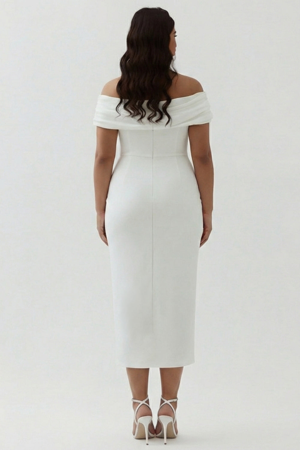 Zapaka Women White Plus Size Graduation Dress Asymmetrical Sheath Off The Shoulder Satin Cocktail Dress, White / US16 Zapaka Women White Plus Size Graduation Dress Asymmetrical Sheath Off The Shoulder Satin Cocktail Dress, White / US16