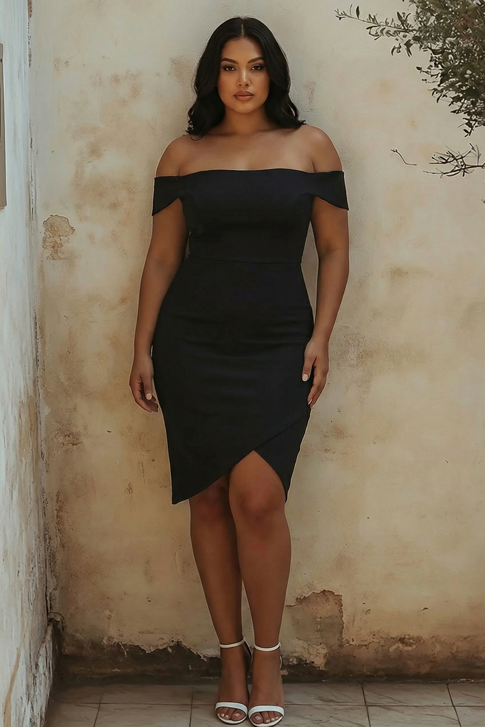 ZAPAKA Women White Bodycon Graduation Dress Plus Size Off the Shoulder Satin Midi Cocktail Dress, Black / US14 ZAPAKA Women White Bodycon Graduation Dress Plus Size Off the Shoulder Satin Midi Cocktail Dress, Black / US14