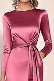 Blush Satin Mother Of The Bride Dress with Pockets