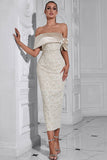 Apricot Off the Shoulder Appliques Sheath Evening Dress