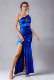 Royal Blue Mermaid One Shoulder Cut Out Formal Dress