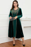 Black Round Neck Long Sleeves A-Line Mother of the Bride Dress