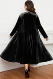 Black Round Neck Long Sleeves A-Line Mother of the Bride Dress