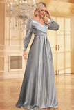 Navy Sequin Long Sleeves A Line Mother Of The Bride Dresse