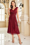 Sparkly Burgundy Sheath Sequin Sleeveless Mother Of The Bride Dress