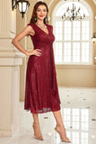 Sparkly Burgundy Sheath Sequin Sleeveless Mother Of The Bride Dress