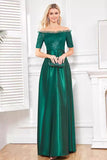 Sparkly Dark Green Satin A Line Mother of Bride Dress