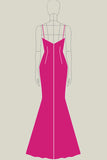 Lace Fuchsia Sheath Spaghetti Straps Formal Dress with Slit