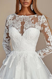 White Boat Neck Lace Appliques A Line Long Sleeves Short Graduation Dress