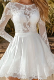 White Appliques Lace Boat Neck A Line Graduation Dress