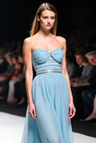 Elegant A Line Sweetheart Ruched Grey Blue Gala Dress