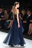 Navy Open Back Sweetheart A-Line Tulle Long Wedding Guest Dress