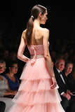 A Line Blush Rufled Strapless Long Gala Dress