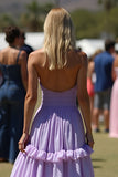 Lilac Ruffled Off The Shoulder Wedding Guest Dress with Slit