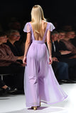 Simple A Line Lilac Chiffon Ruched Formal Dress with Cape Sleeves