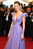 Purple Deep V-Neck A Line Gala Dress With Flutter Sleeves