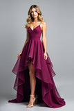 Organza Dark Purple Spaghetti Straps A Line Formal Dress