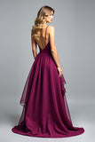 Organza Dark Purple Spaghetti Straps A Line Formal Dress