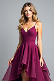 Organza Dark Purple Spaghetti Straps A Line Formal Dress