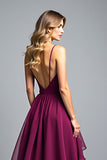 Organza Dark Purple Spaghetti Straps A Line Formal Dress