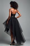 Black A Line Sweetheart High-Low Formal Dress