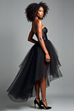 Black A Line Sweetheart High-Low Formal Dress