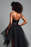 Black A Line Sweetheart High-Low Formal Dress