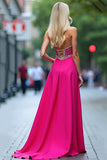 Fuchsia A Line Sweetheart Sequined Prom Dress