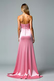 Pink Sheath Sweetheart Prom Dress With Slit