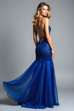 Mermaid Royal Blue Spaghetti Straps Long Prom Dress