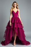 Burgundy Spaghetti Straps A Line Long Formal Dress