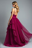 Burgundy Spaghetti Straps A Line Long Formal Dress