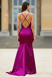 Mermaid Spaghetti Straps Dark Purple Long Prom Dress