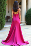 Fuchsia Spaghetti Straps Sheath Prom Dress