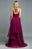 Dark Purple Spaghetti Straps A-Line Long Wedding Guest Dress with Ruffles