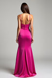 Fuchsia Spaghetti Straps Sheath Prom Dress