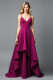 Dark Purple Irregular A Line Spaghetti Straps Formal Dress