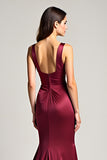 Mermaid Burgundy Spaghetti Straps Bridesmaid Dress