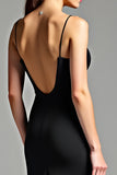 Mermaid V-Neck Ruched Long Black Dress