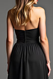 A Line Chiffon Spaghetti Straps Black Dress