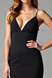 Mermaid Spaghetti Straps Ruched Black Dress